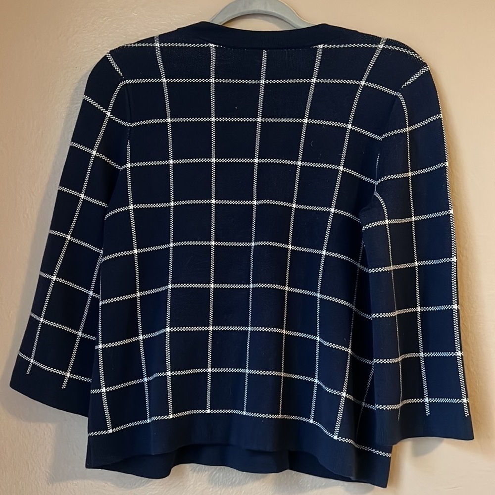 Navy/white Banana Republic double breasted windowpane knit cardigan - size XS - Picture 3 of 6